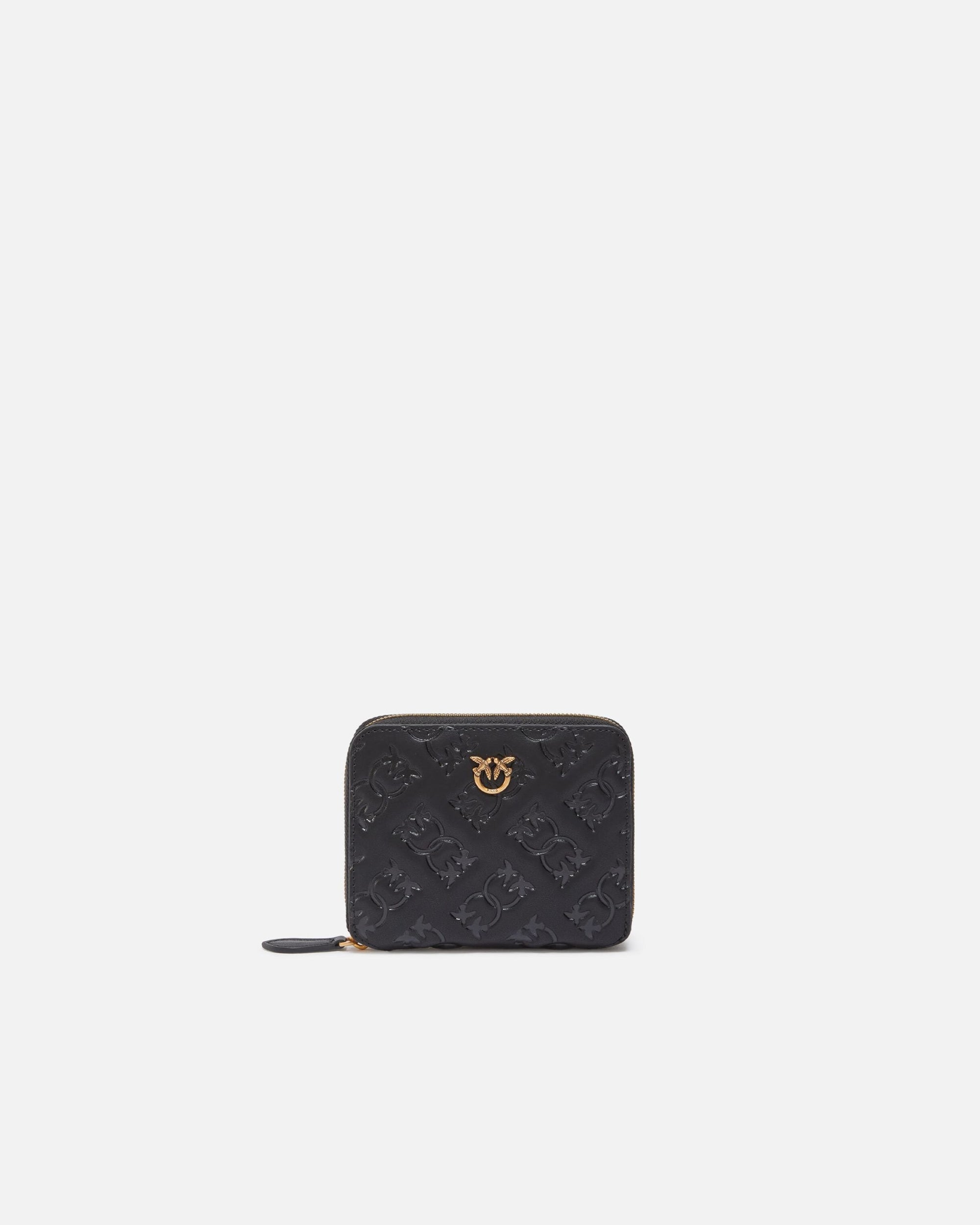 Square leather wallet with debossed Monogram motif