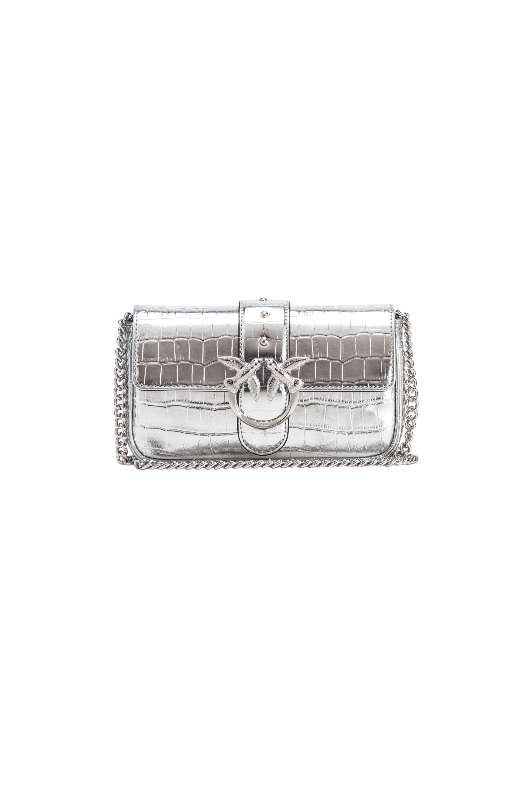 LOVE ONE POCKET SILVER LEATHER BAG