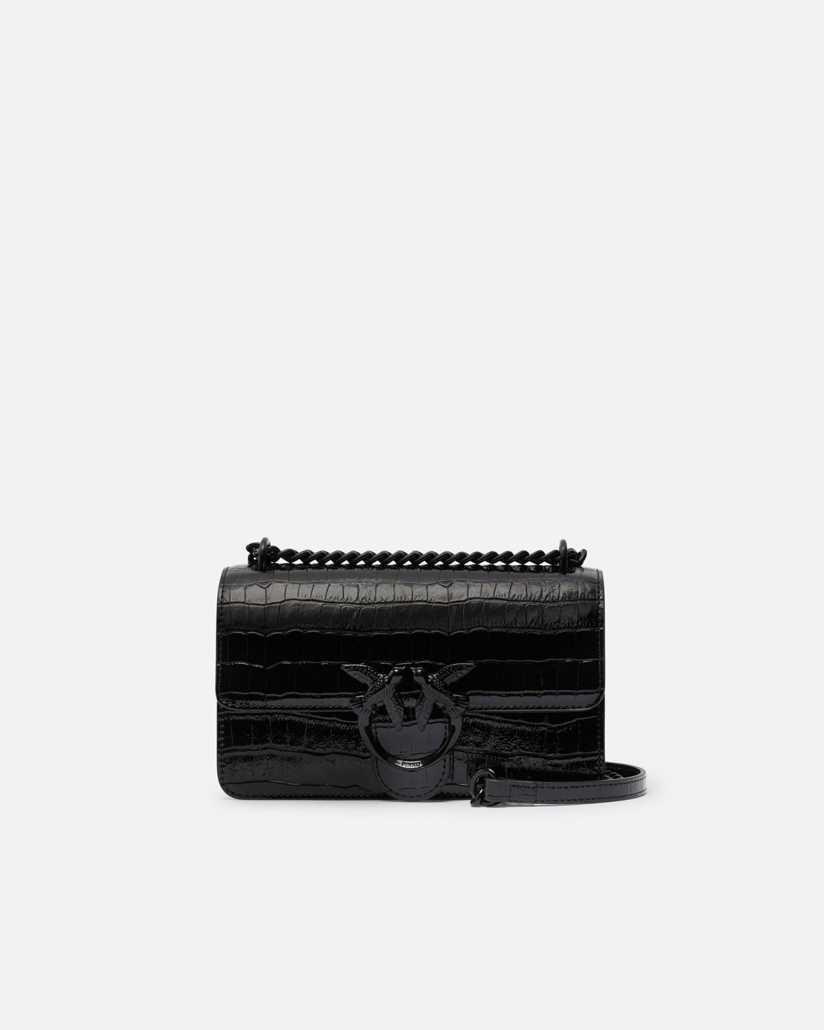 Love Bag all-black patent crossbody bag