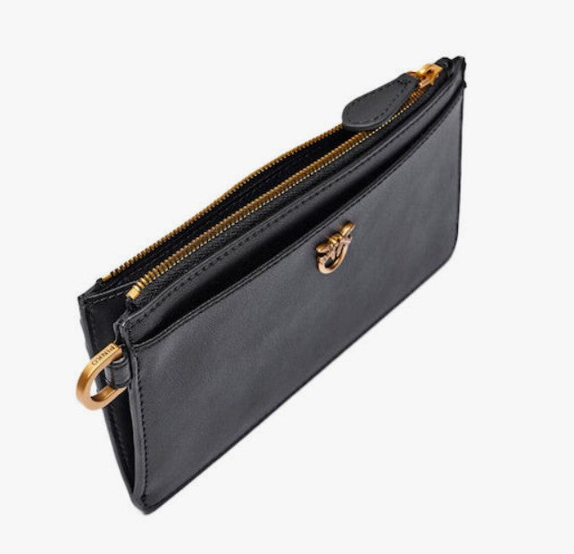 Rectangular leather card holder with wristlet
