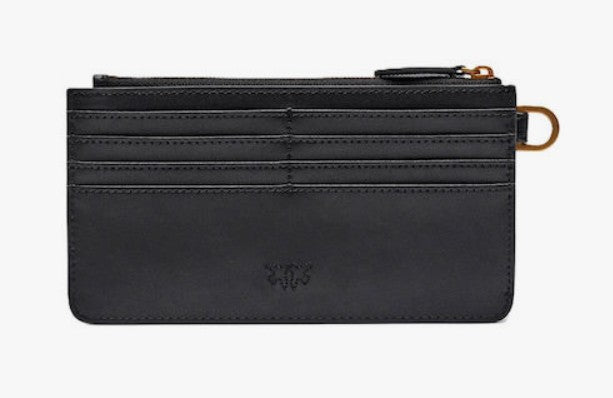 Rectangular leather card holder with wristlet