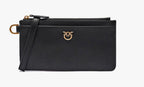 Rectangular leather card holder with wristlet