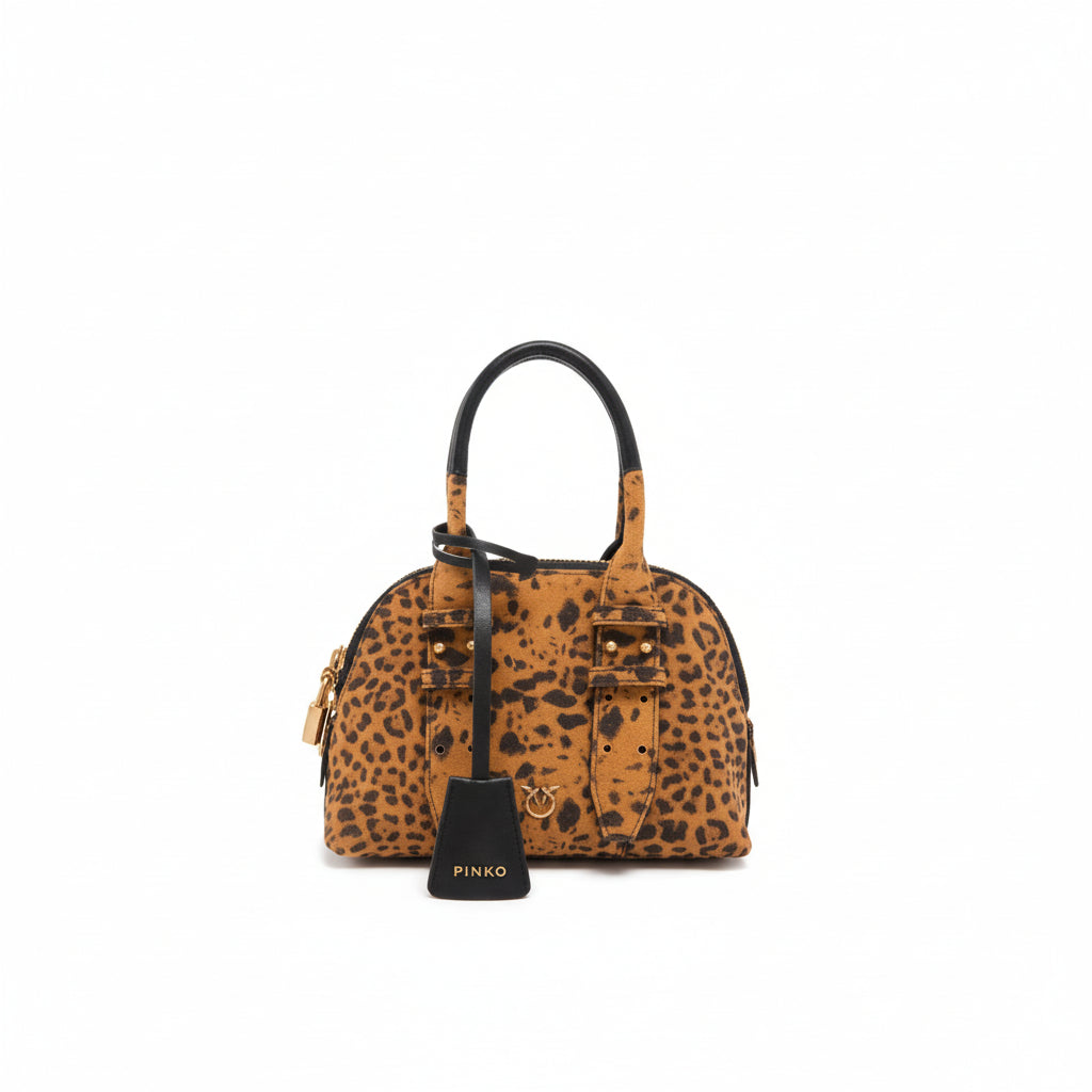 PINKO - MINI BOWLING BAG - SUEDE - LEOPARD