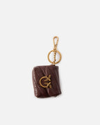 PINKO - LOVE PUFF - LEATHER BAG CHARM - BURGANDY
