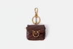 PINKO - LOVE PUFF - LEATHER BAG CHARM - BURGANDY
