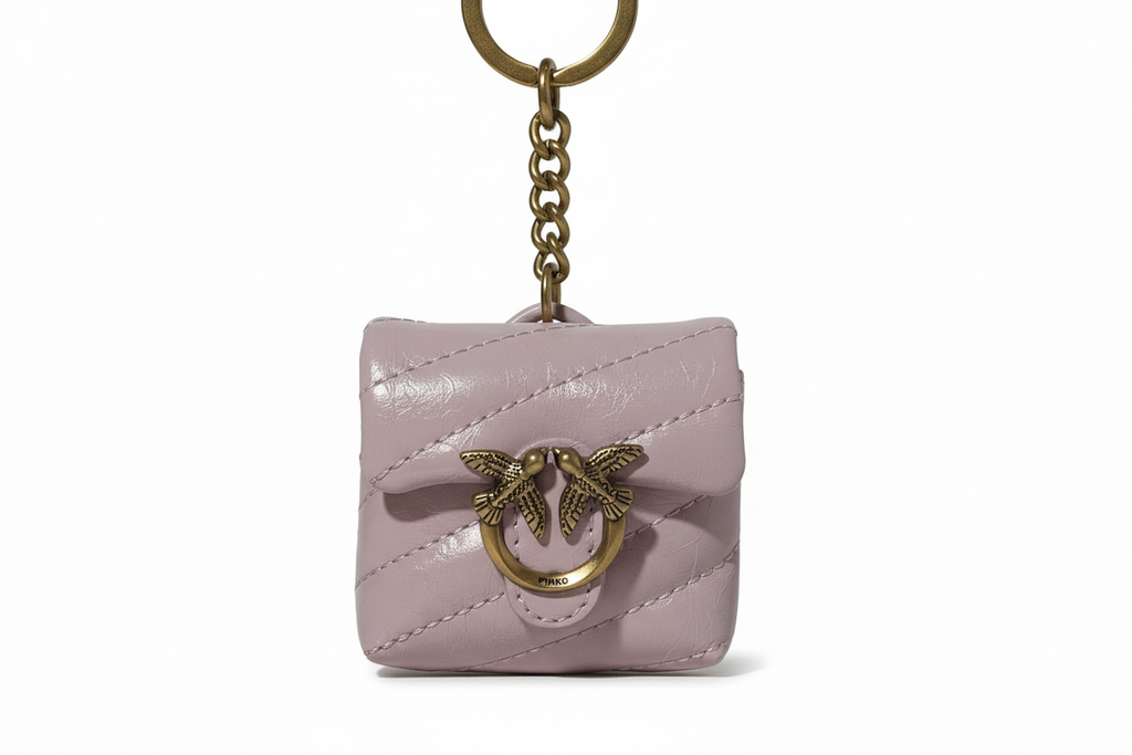 PINKO - LOVE PUFF - LEATHER BAG CHARM - ROSA