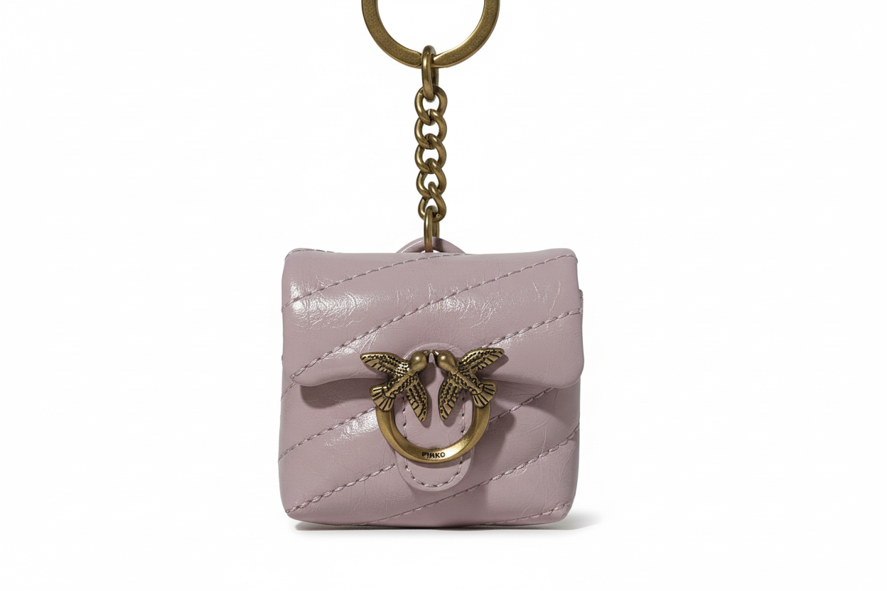 PINKO - LOVE PUFF - LEATHER BAG CHARM - ROSA