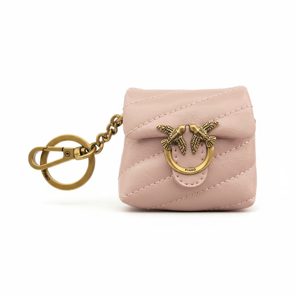 PINKO - LOVE PUFF - LEATHER BAG CHARM - ROSA
