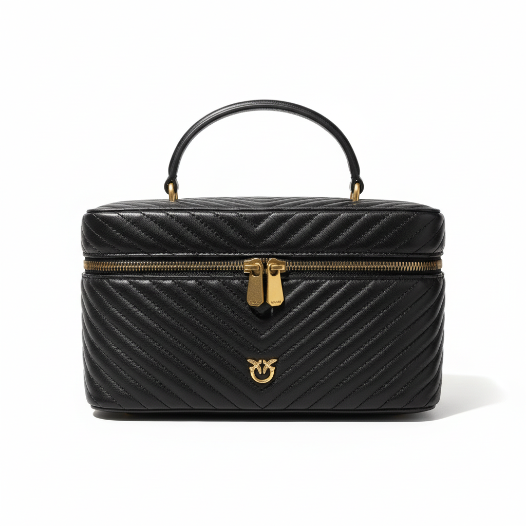 PINKO - CLASSIC VANITY CASE - NAPPA  CHEVRON - BLACK